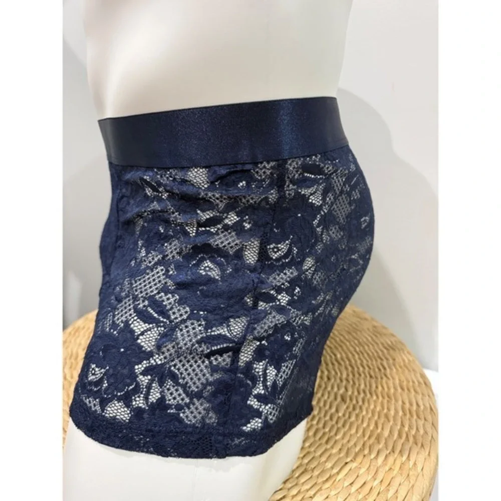 Cosabella Never Say Never Lace Trunk Boxer Brief Navy Blue     Luxury L NWT